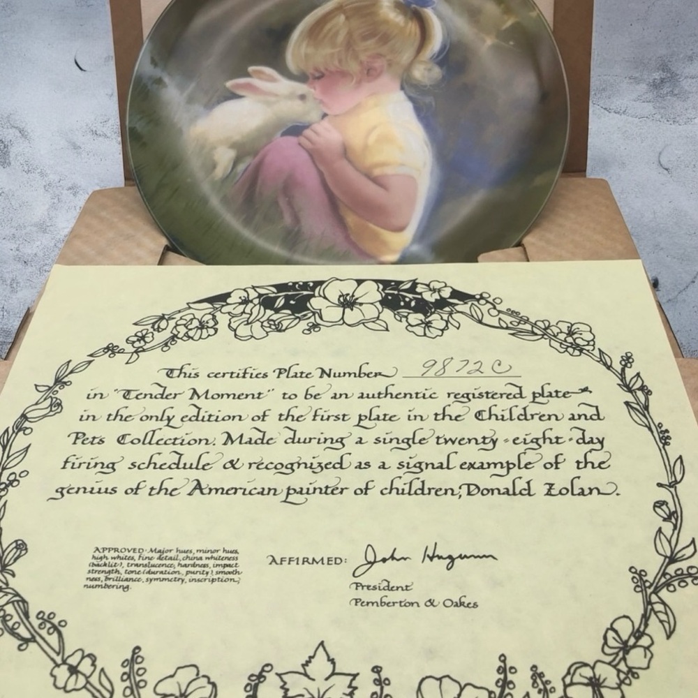 Children & Pets, Donald Zolan Hand Painted Collector’s Plate, Child Themed Decor - Picture 3 of 9